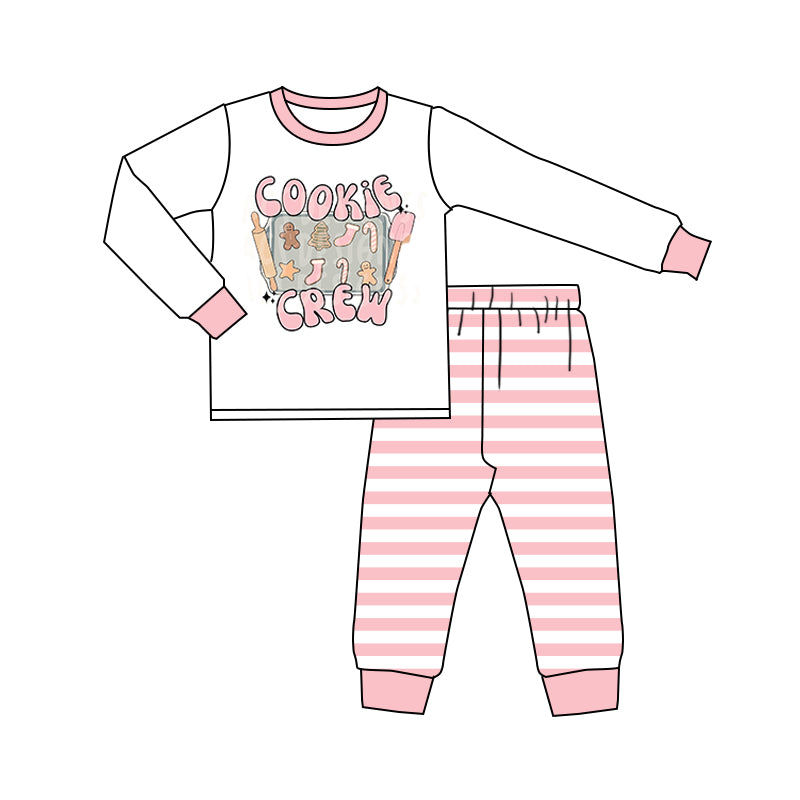 Baby Girls Cookie Crew Christmas Pink Pajamas Clothing Sets preorder(moq 5)