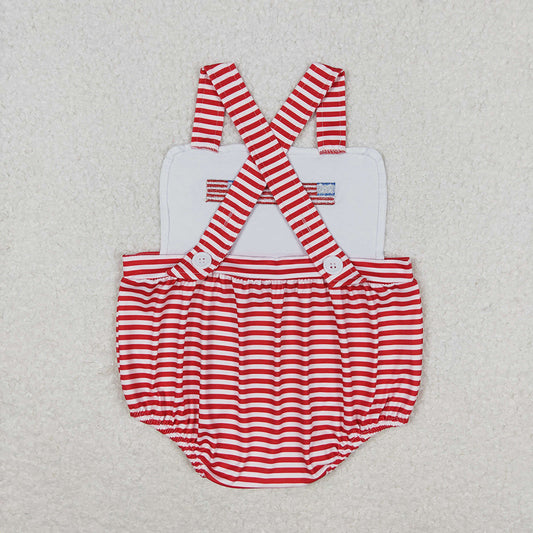 Baby Infant Boys Red Stripes Flags Straps Rompers
