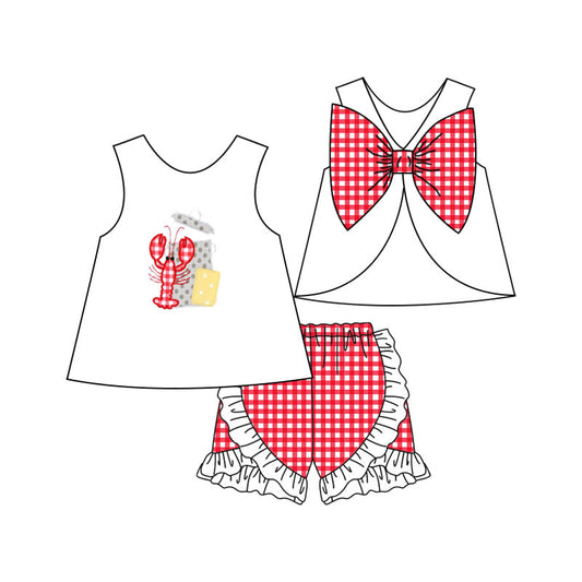 Baby Girls Crawfish Corn Bow Tunic Ruffle Shorts Clothes Sets preorder(moq 5)