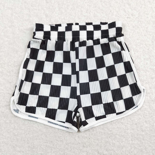 Baby Girls Black White Checkered Summer Sports Design Shorts