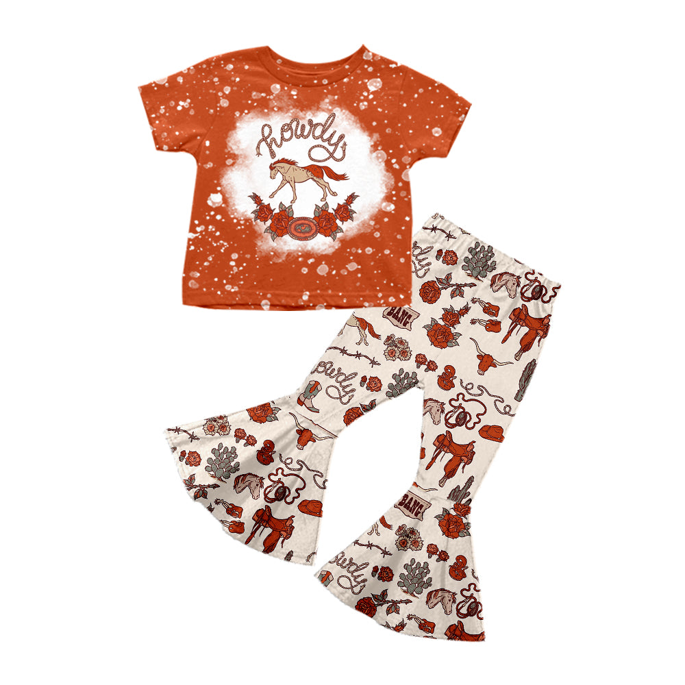 Baby Girls Howdy Shirt Top Western Cute Bell Pants Sets preorder(moq 5)