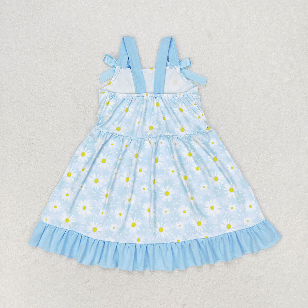 Baby Girls Daisy Flowers Bows Knee Length Dresses