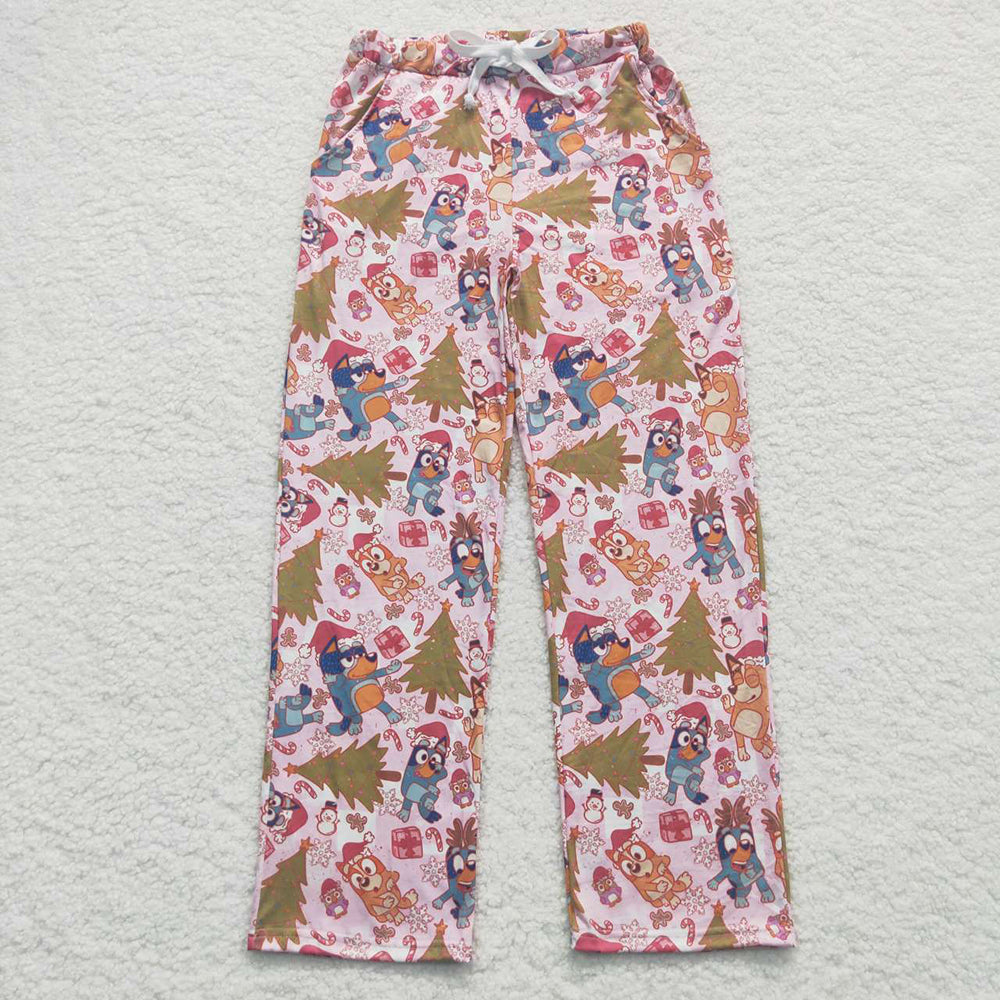 Adult Women Christmas Dog Pink Color String Pants Pajamas