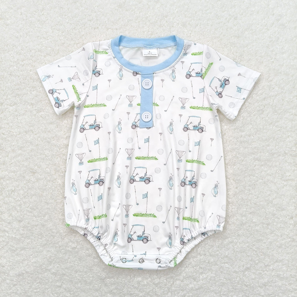 Baby Infant Boys Golf Blue Buttons Rompers