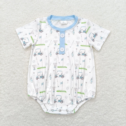 Baby Infant Boys Golf Blue Buttons Rompers