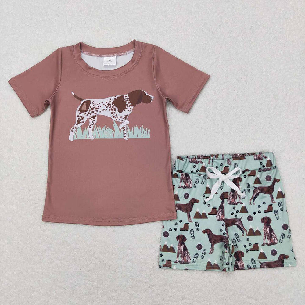 Baby Boys Dog Short Sleeve Top Shorts Clothes Sets