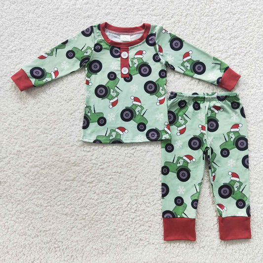 Baby Boys Christmas Tractor Shirt Pants Pajamas Clothes Sets