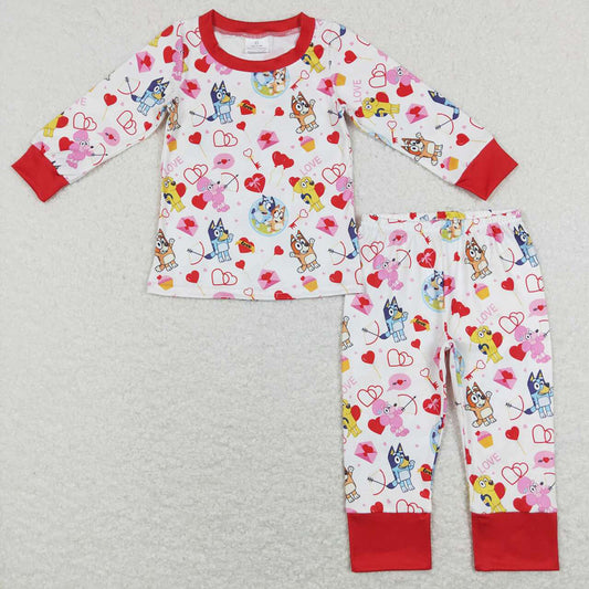 Baby Girls Valentines Red Dogs Shirts Pants Pajamas Clothes Sets