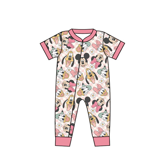 Baby Girls Cartoon Mouse Zip Rompers preorder(moq 5)