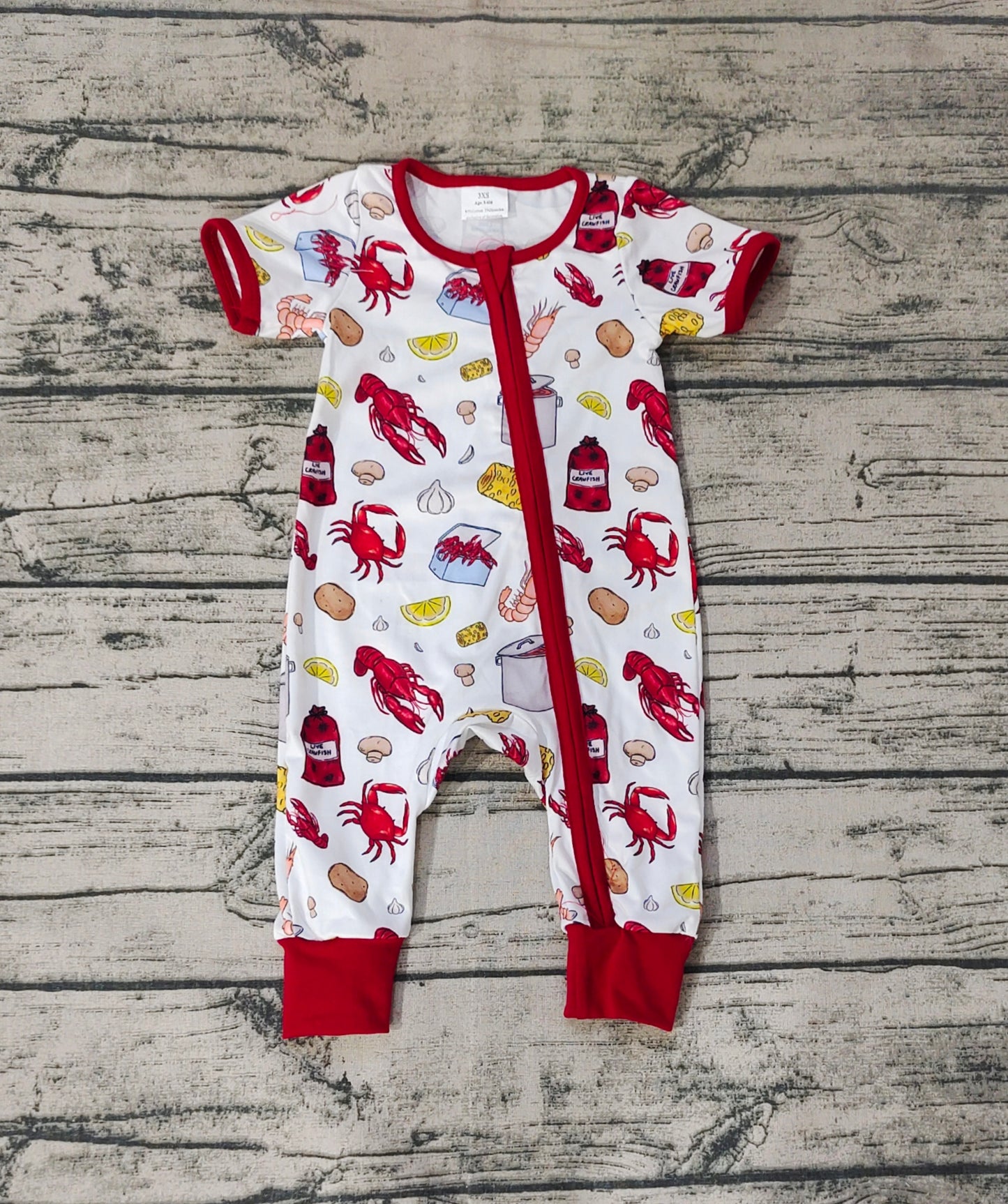 Baby Boys Crawfish Zip Short Sleeve Summer Rompers