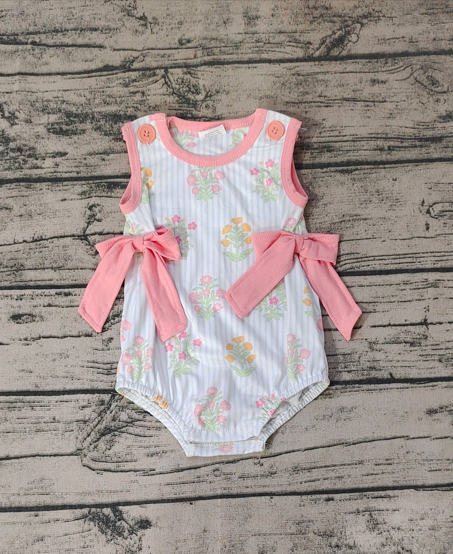 Baby Infant Girls Sleeveless Flowers Bows Rompers