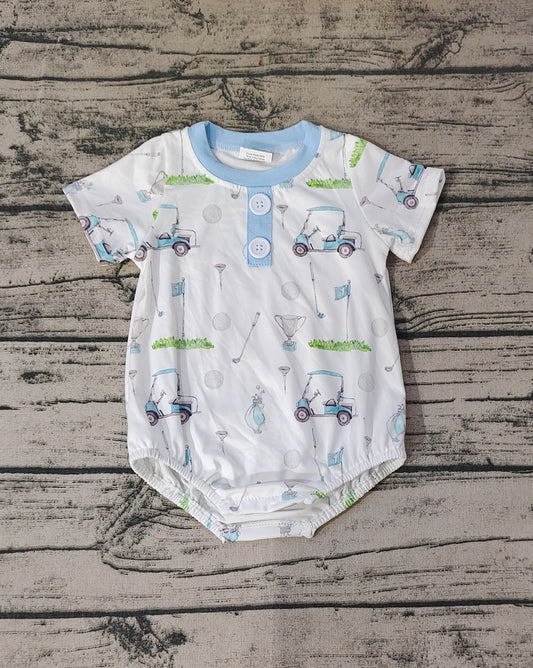 Baby Infant Boys Golf Blue Buttons Rompers