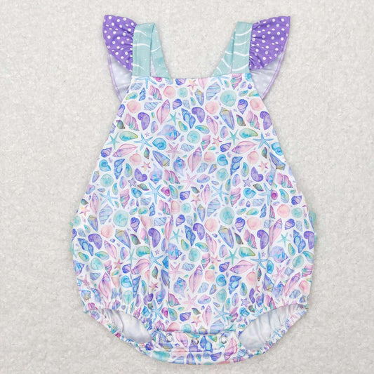 Baby Infant Girls Summer Sea Shell Ruffle Rompers