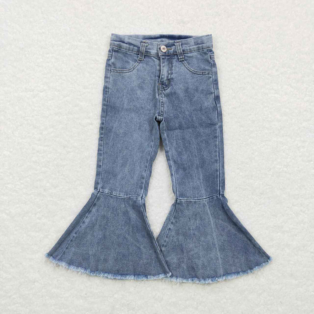 Baby Girls Light Blue Pockets Bell Denim Flare Pants Jeans