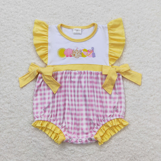 Baby Infant Girls Beach Play Short Sleeve Bows Rompers