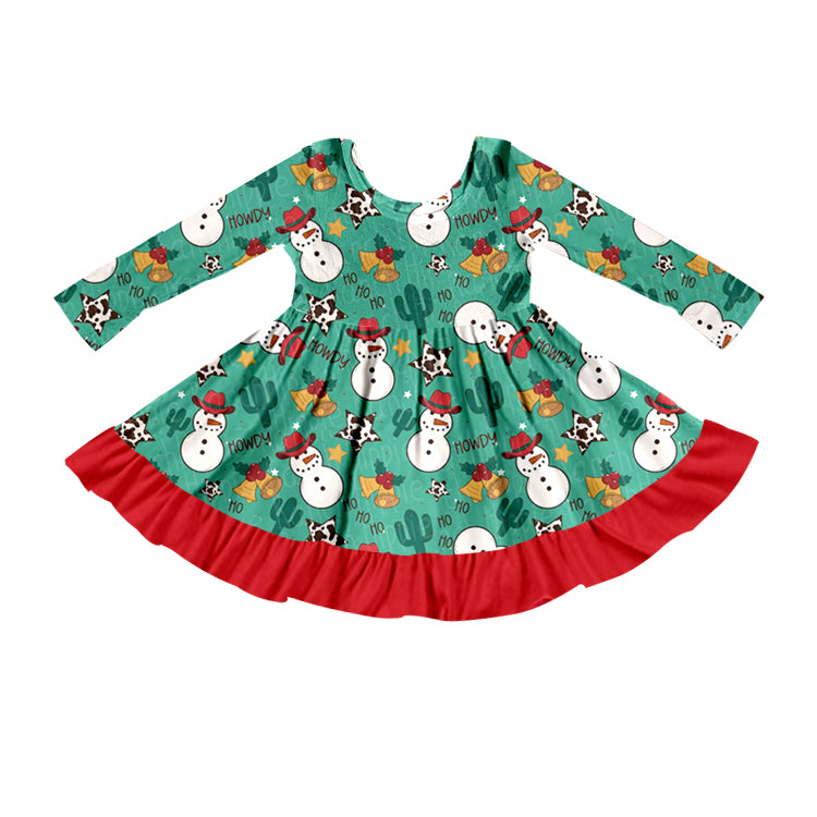 Baby Girls Christmas Snowman Ruffle Dresses preorder(moq 5)