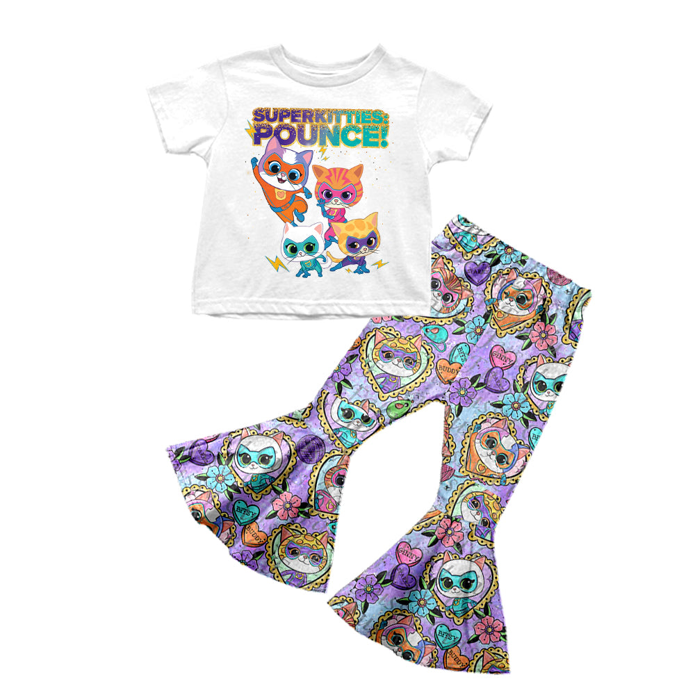 Baby Girls Cartoon Cats Bell Pants Clothing Sets preorder(moq 5)