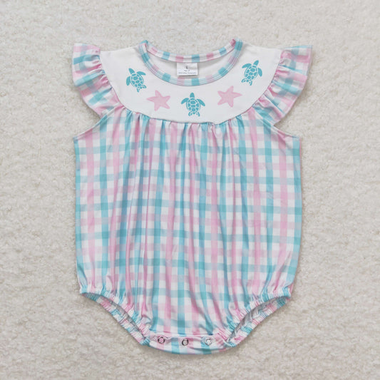 Baby Infant Girls Turtles Stars Flutter Sleeve Rompers