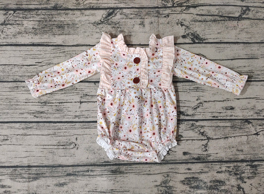 Baby Infant Girls Infant Pink Small Flowers Long Sleeve Rompers