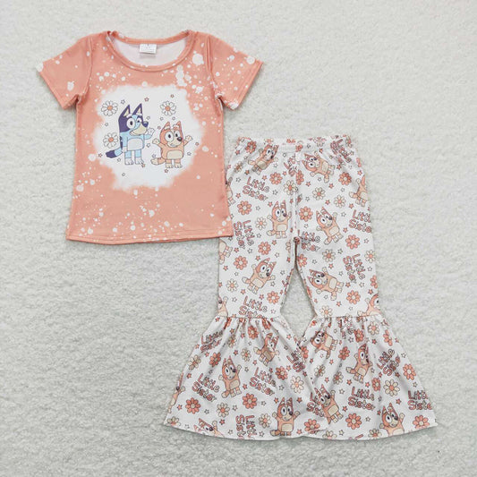 Baby Girls Little Sister Dog Shirts Top Bell Bottom Pants Clothes Sets