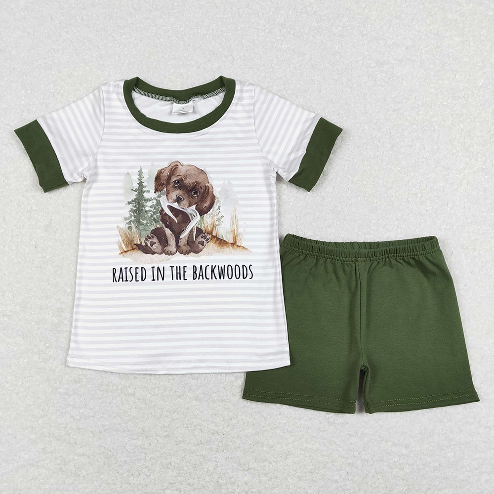 Baby Boys Toddler Dog Backwoods Stripes Shirts Shorts Clothes Sets