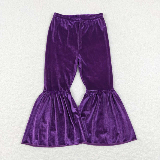 Baby Girls Toddler Purple Velvet Bell Bottom Flare Pants