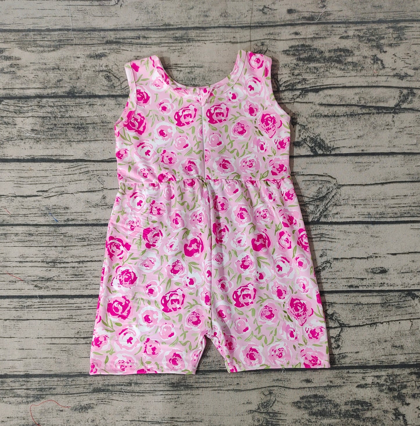 Baby Girls Pink Floral Sleeveless Shorts Jumpsuits