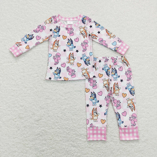 Baby Girls Valentines Dogs Tee Shirts Top Pants Pajamas Clothes Sets