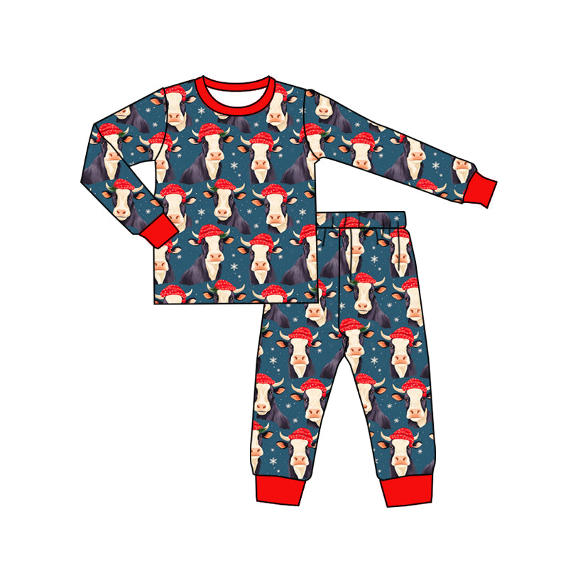 Baby Kids Highland Cow Christmas Pajamas Clothing Sets preorder(moq 5)