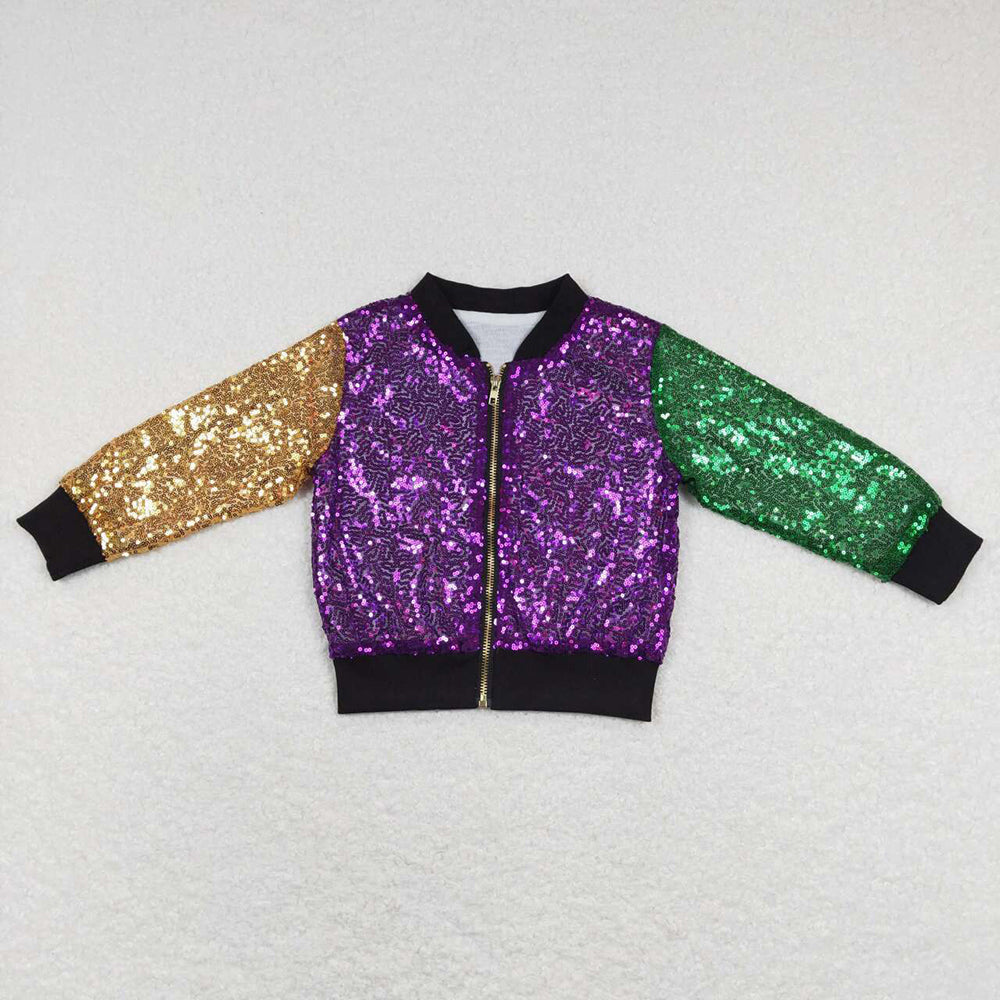 Baby Girls Mardi Gras Purple Long Sleeve Sequin Jackets