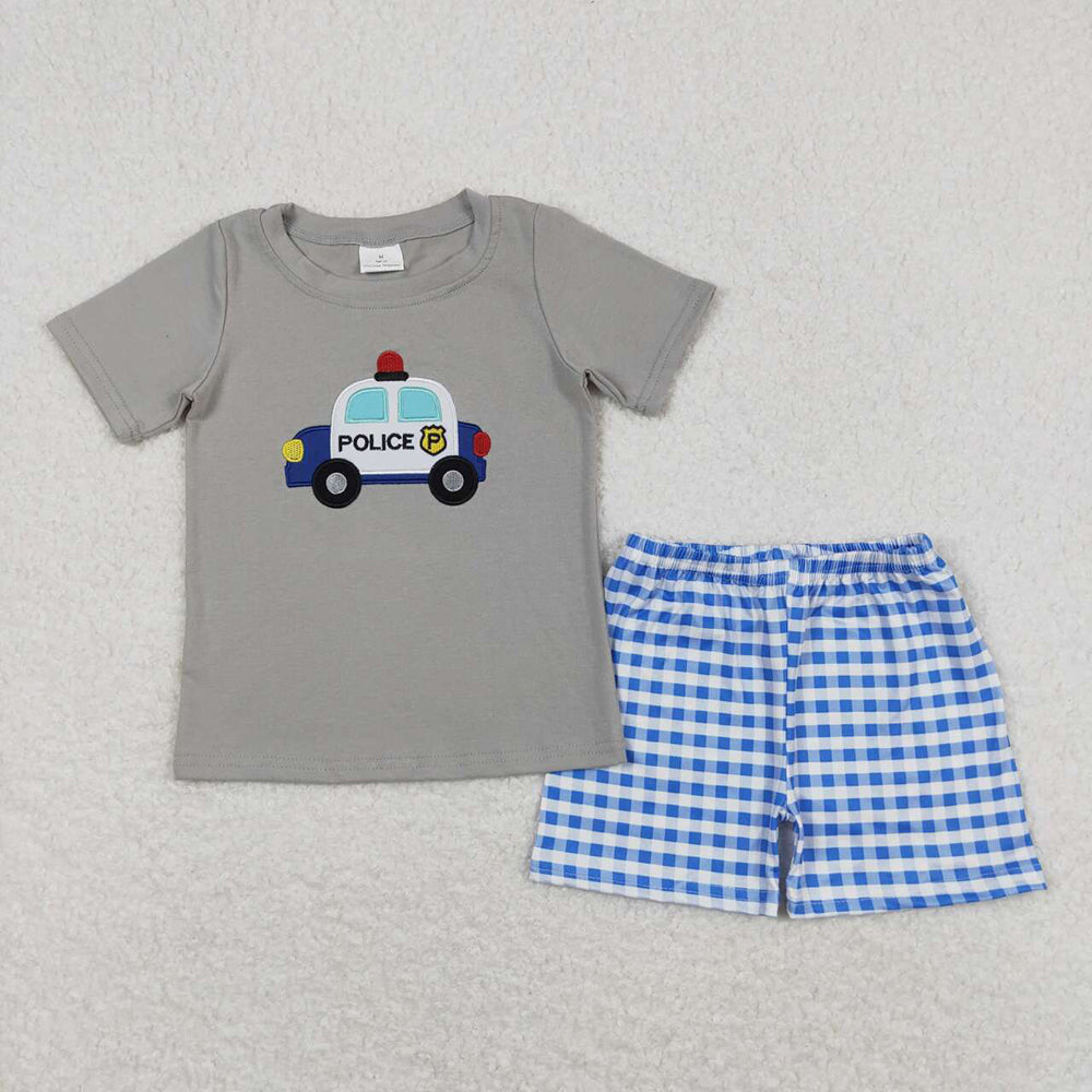 Baby Boys Police Car Tunic Top Shorts Summer Clothes Sets