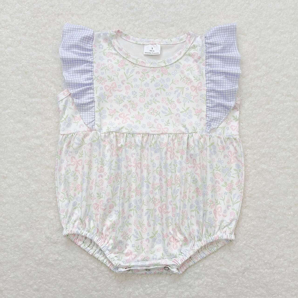 Baby Girls Flowers Bows Ruffle Summer Rompers