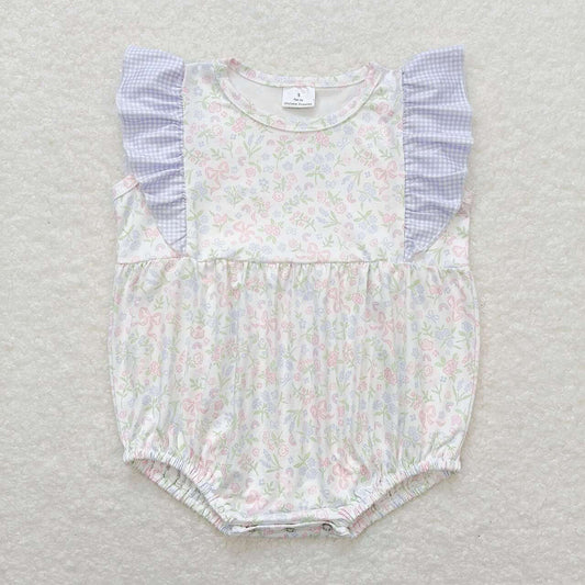 Baby Girls Flowers Bows Ruffle Summer Rompers