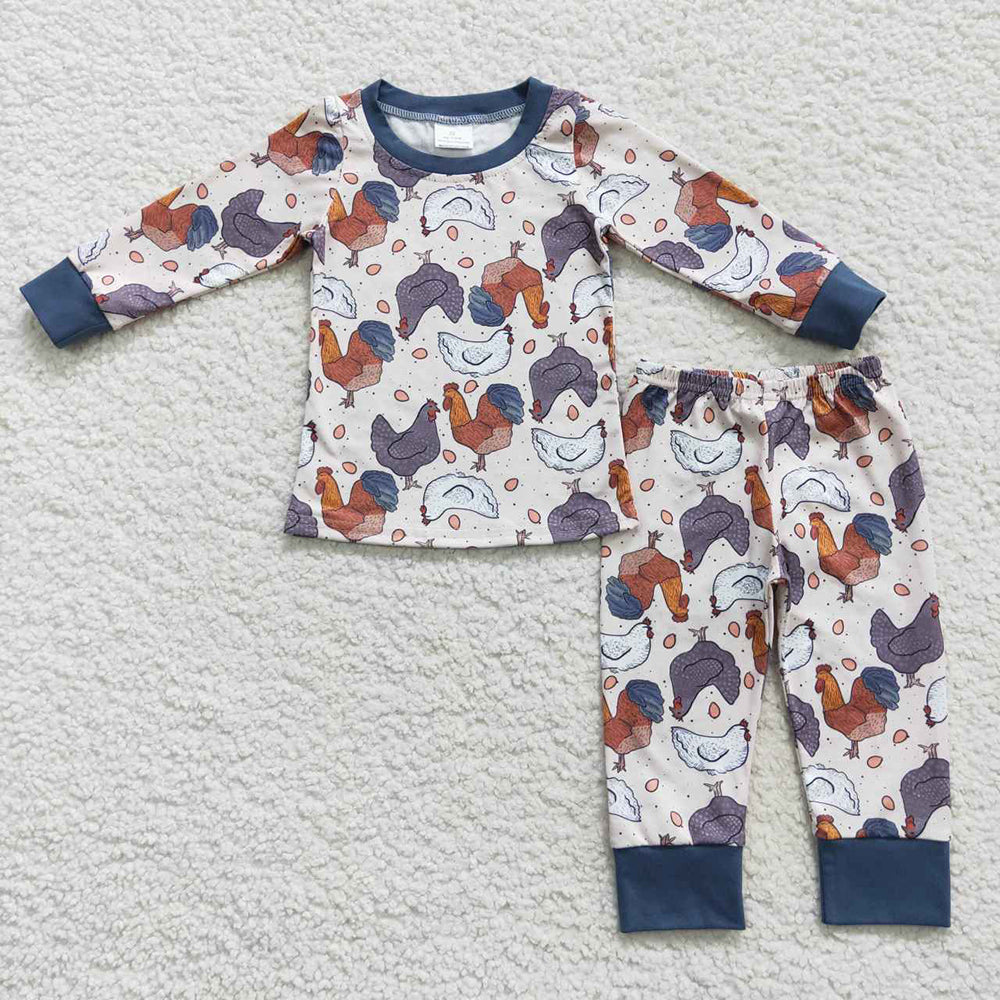 Baby Kids Fall Chicken Farm Pajamas Clothes Sets