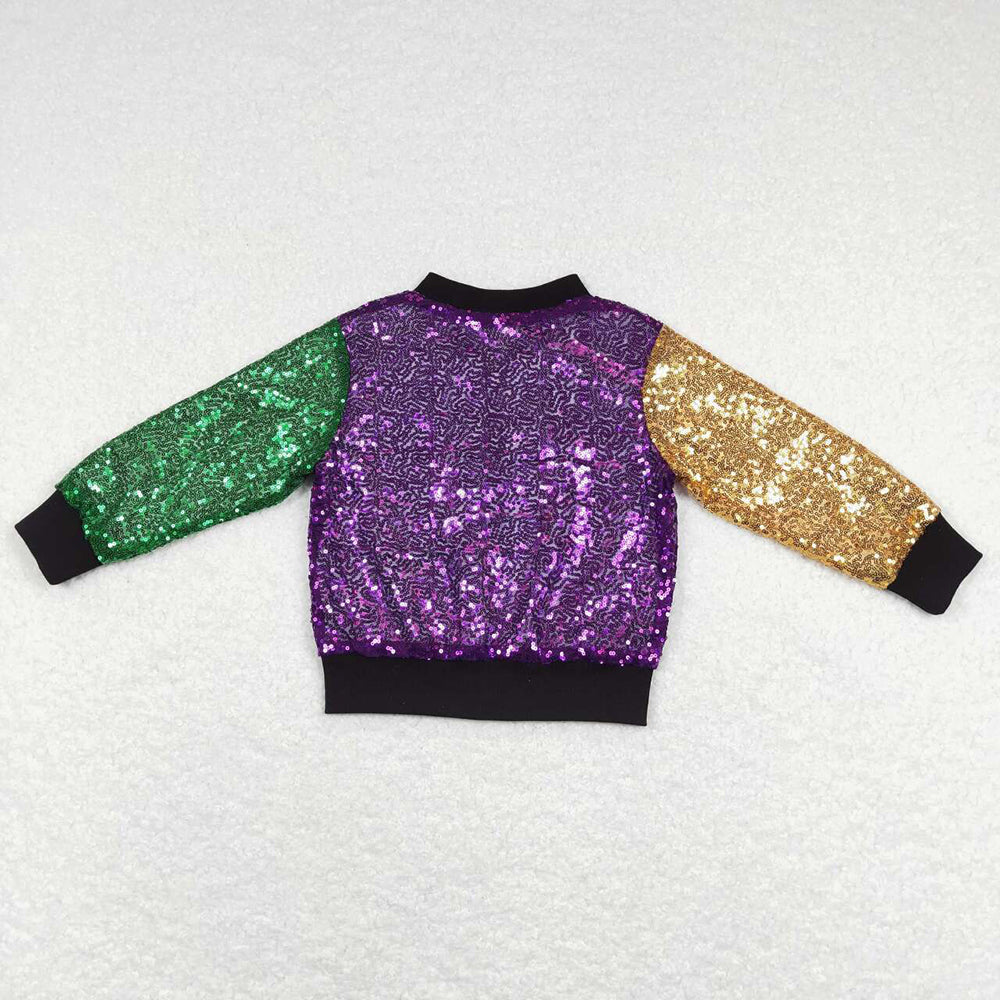 Baby Girls Mardi Gras Purple Long Sleeve Sequin Jackets