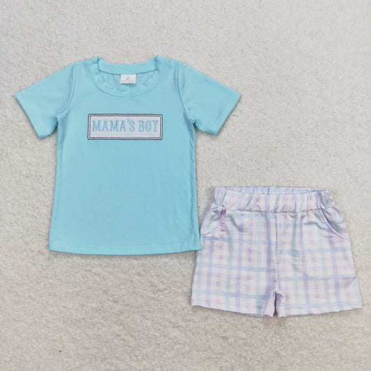 Baby Boys Mama's Boy Short Sleeve Tee Shirt Top Shorts Clothes Sets