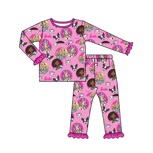 Baby Girls Pink Doll Animal Pajamas Clothing Sets preorder(moq 5)