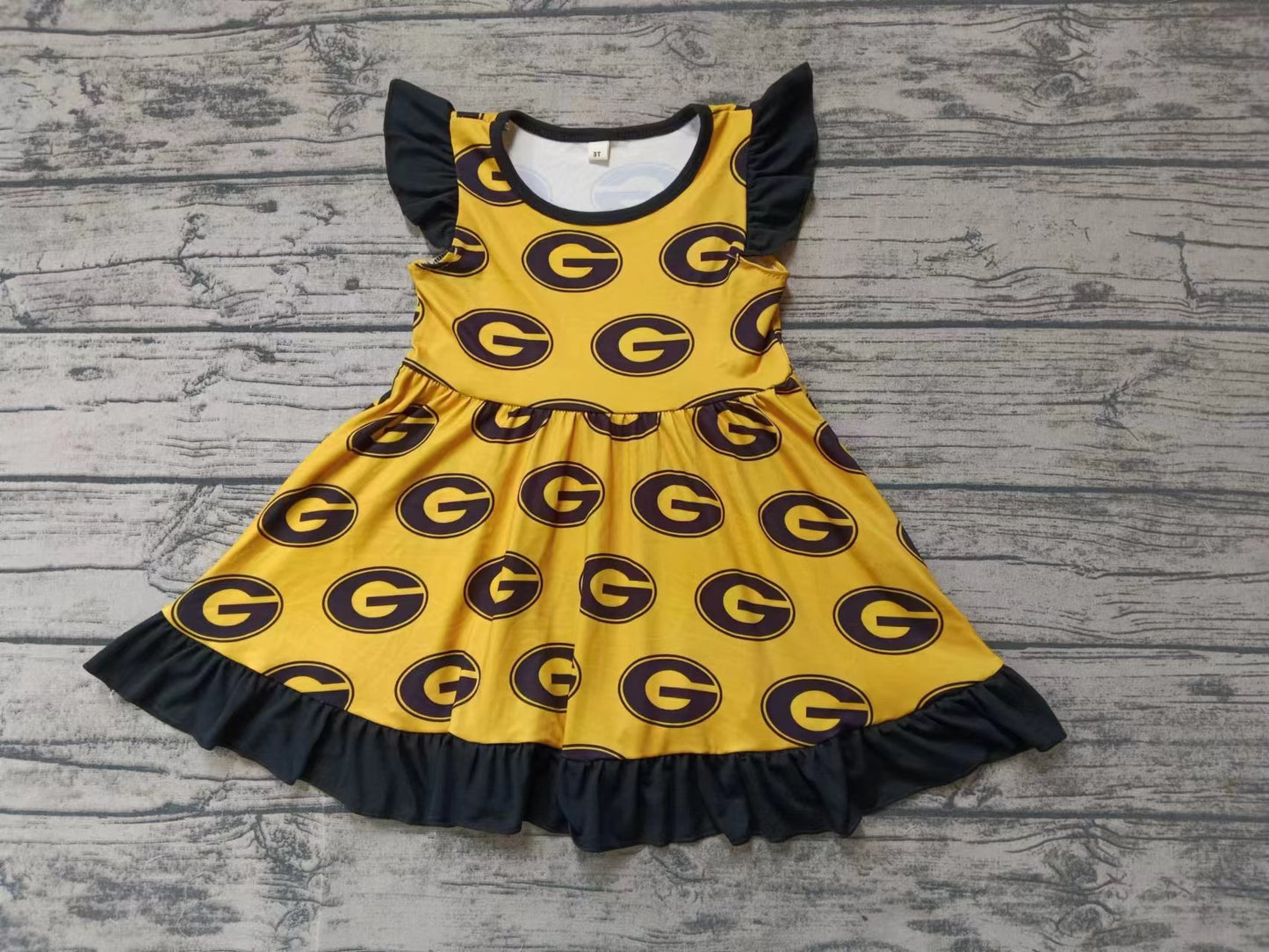 Baby Girls Team Flutter Sleeve G Knee Length Dresses Preorder(moq 5)