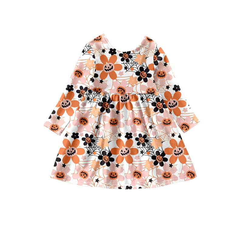 Baby Girls Spider Flowers Long Sleeve Knee Length Dresses preorder(moq 5)