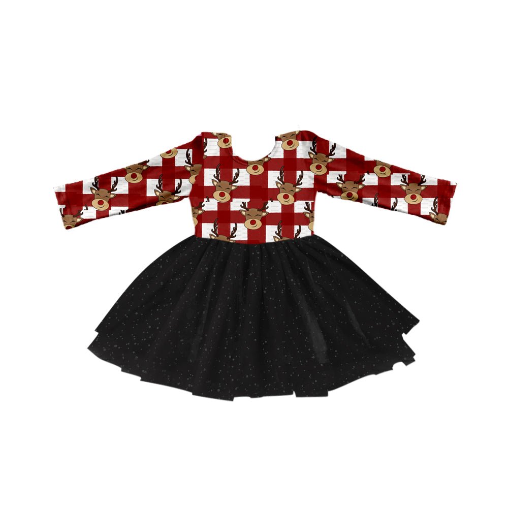 Baby Girls Christmas Deer Tutu Long Sleeve Dresses preorder(moq 5)