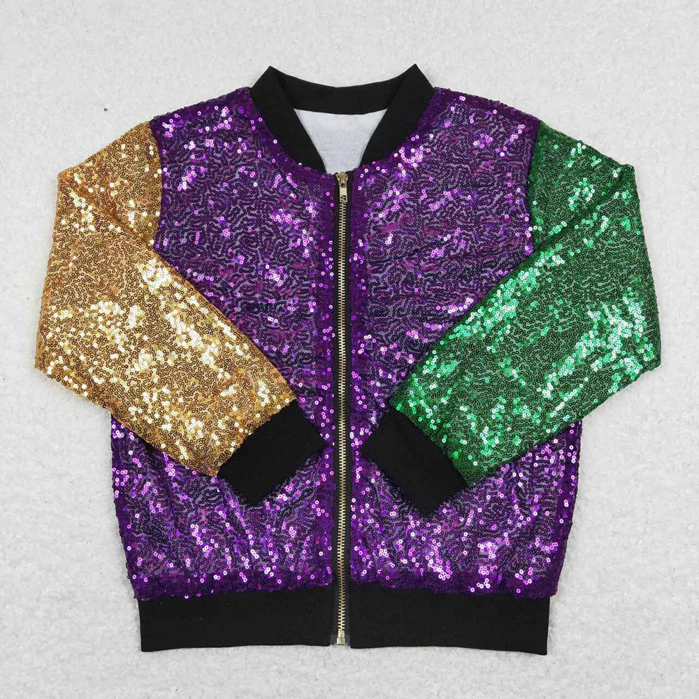 Baby Girls Mardi Gras Purple Long Sleeve Sequin Jackets