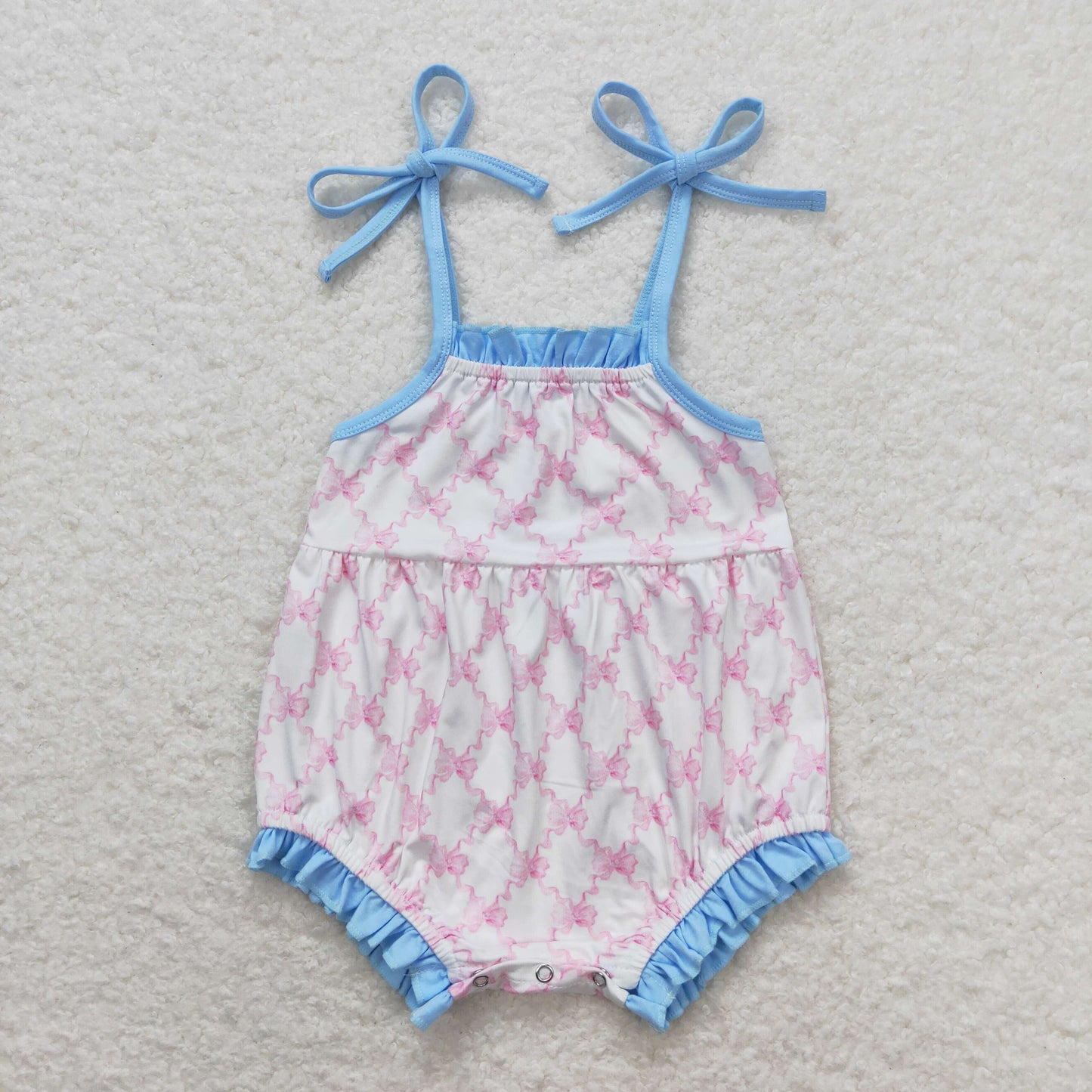 Baby Infant Girls Pink Square Straps Rompers