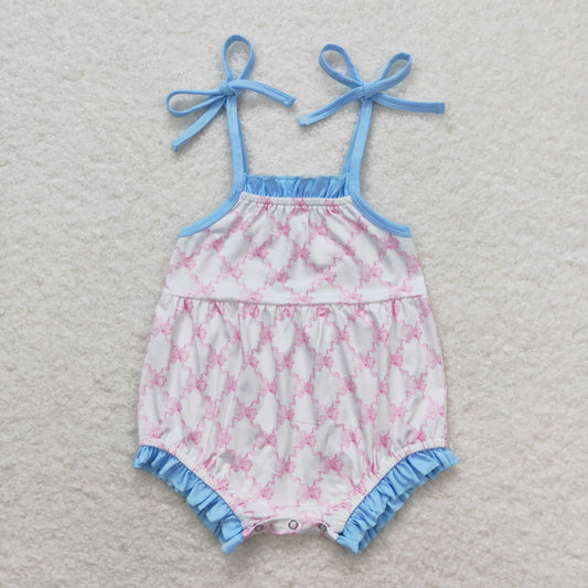 Baby Infant Girls Pink Square Straps Rompers
