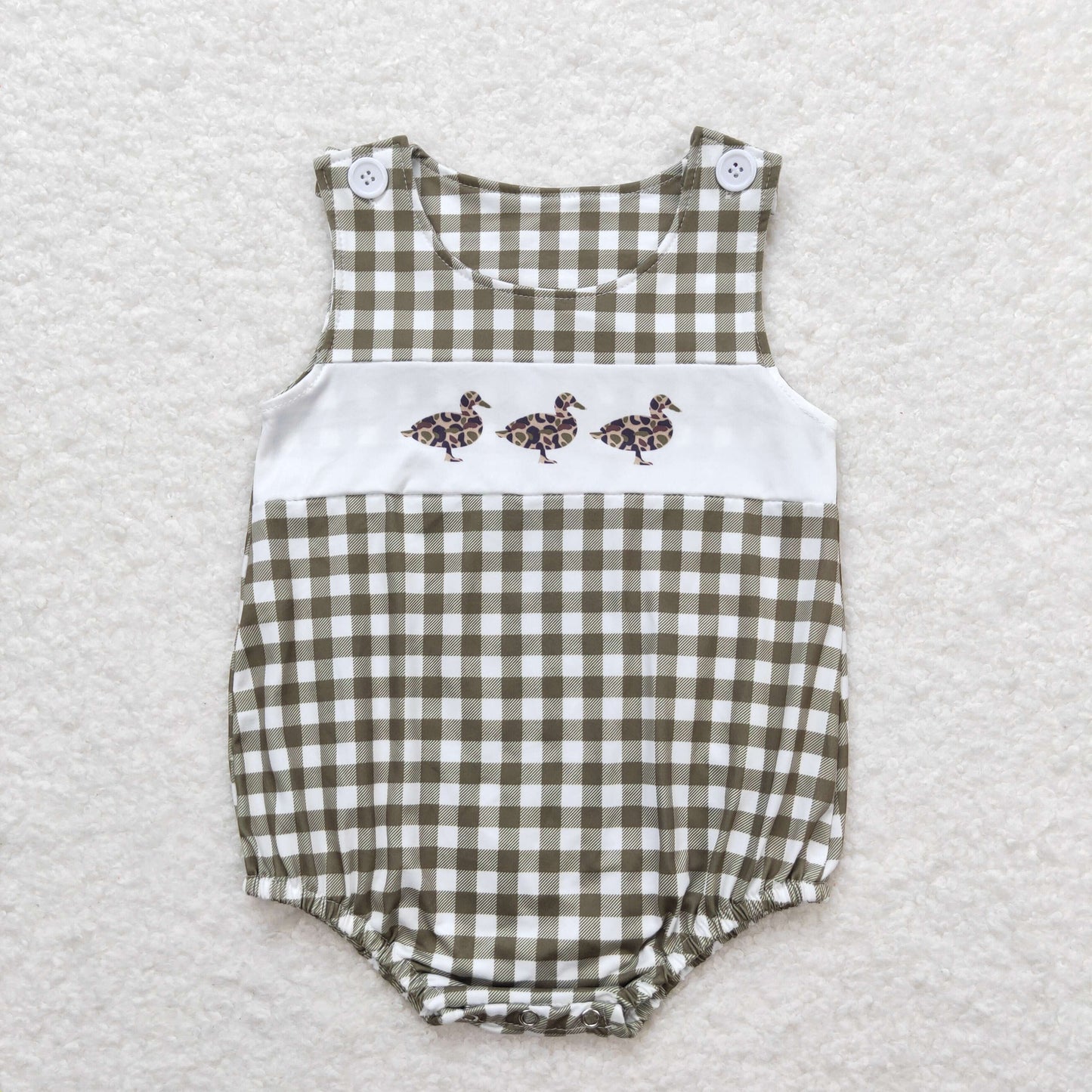 Baby Infant Boys Leopard Duck Green Checkered Summer Sleeveless Rompers