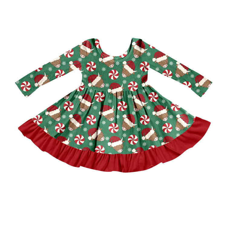 Baby Girls Christmas Cow Hats Ruffle Dresses preorder(moq 5)