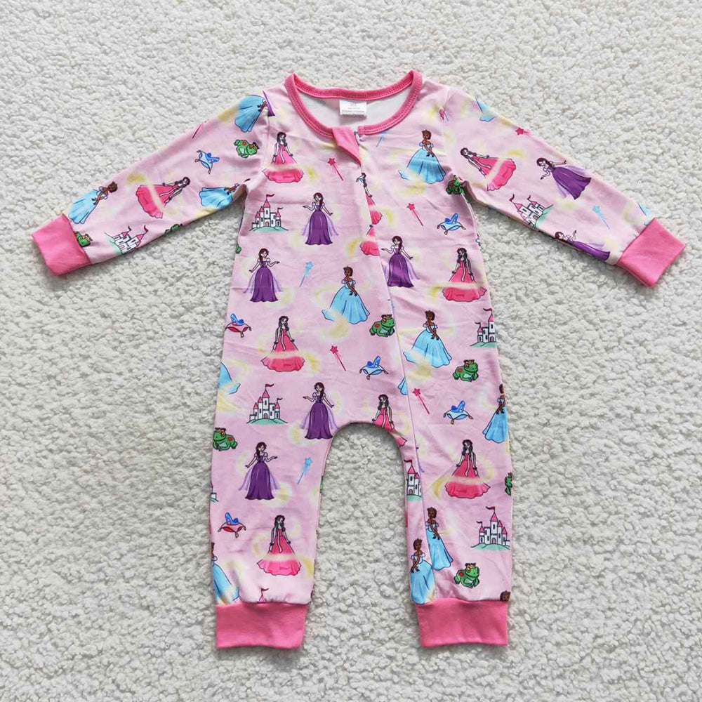 Baby Girls Princess Long Sleeve Sleepers Rompers