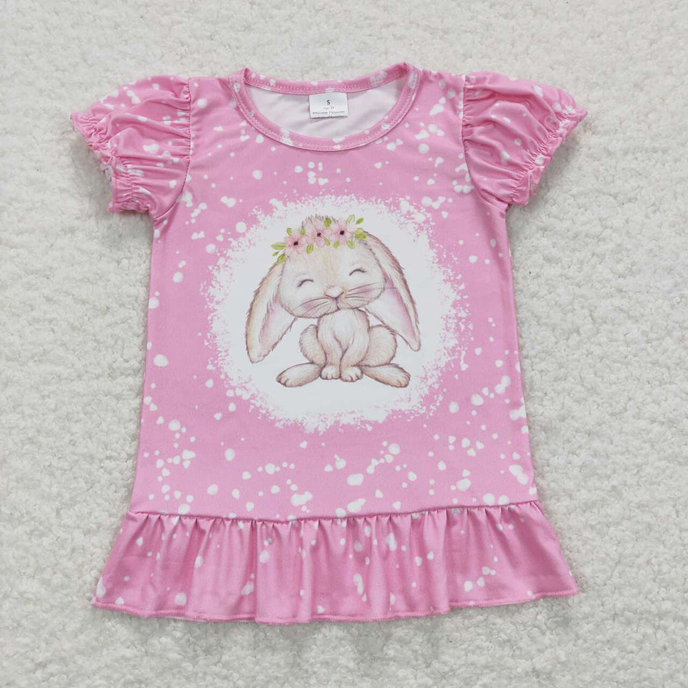 Baby Girls Pink Easter Rabbit Short Sleeve Tee Shirts Tops