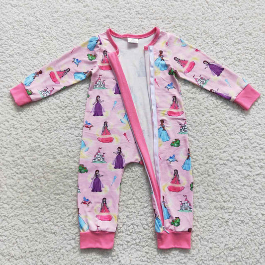 Baby Girls Princess Long Sleeve Sleepers Rompers