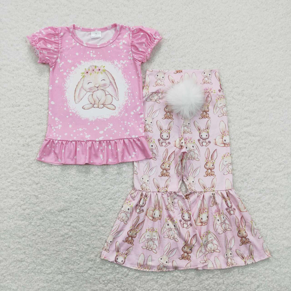 Baby Girls Easter Rabbit Shirt Top Bell Pants Clothes Sets