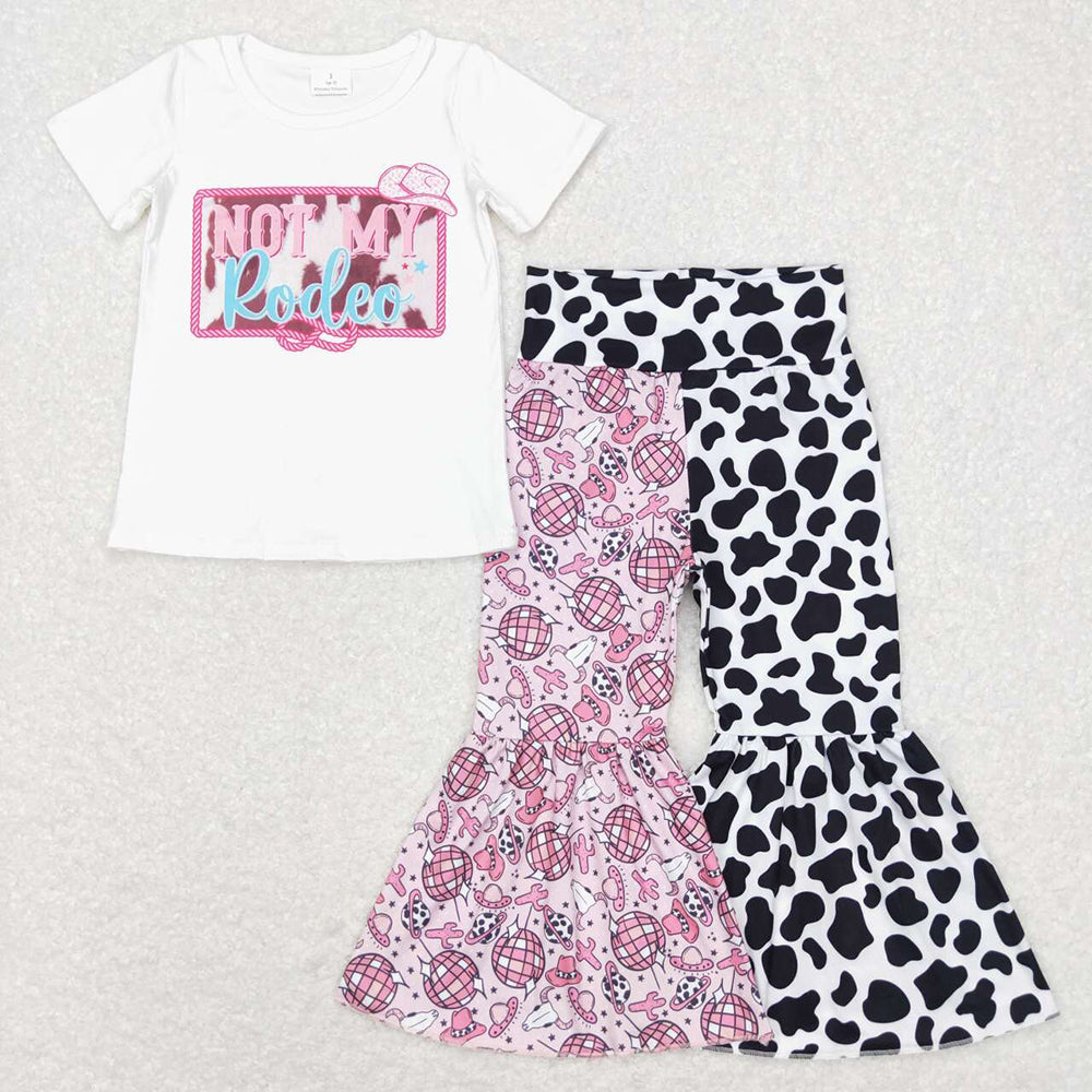 Baby Girls Western Not My Rodeo Tee Shirt Bell Pants Clothing Sets